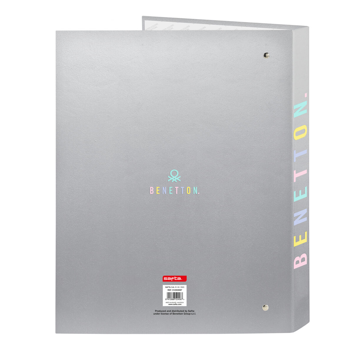 Carpeta de anillas Benetton Silver Plateado A4 26.5 x 33 x 4 cm
