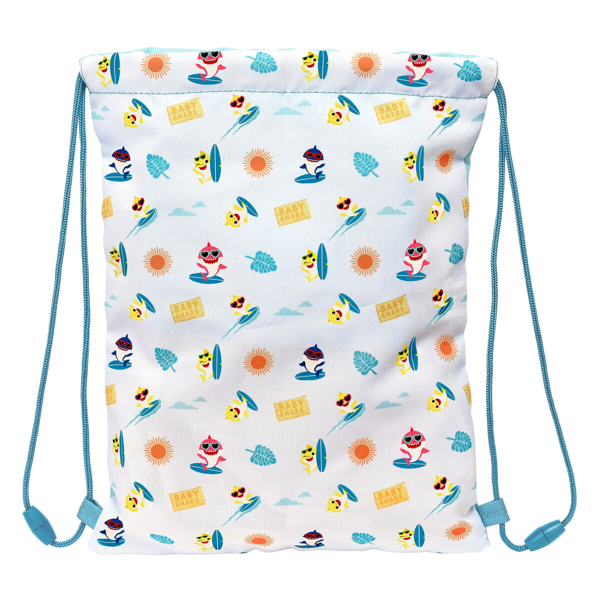 Bolsa Mochila con Cuerdas Baby Shark Surfing Azul Blanco 26 x 34 x 1 cm