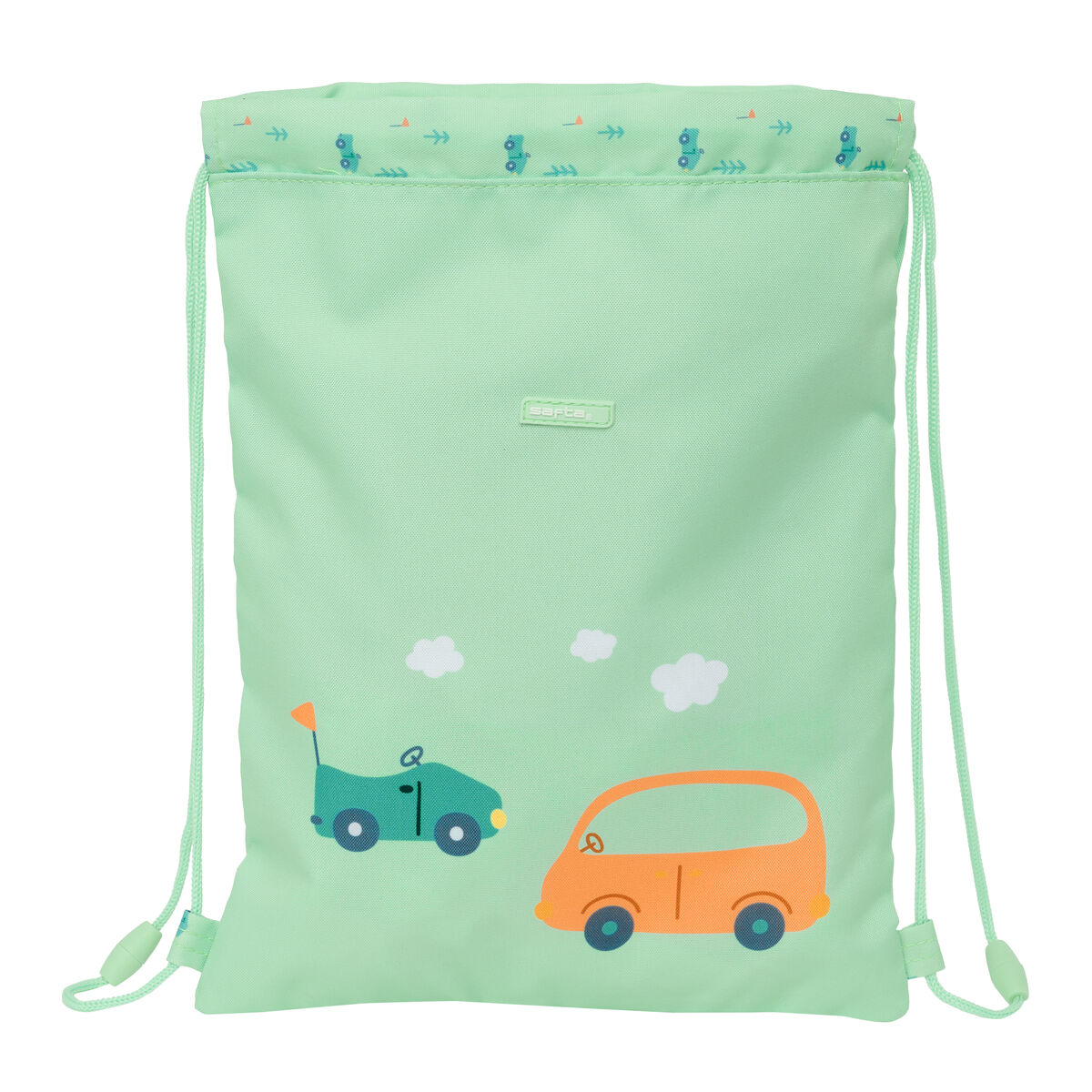 Bolsa Mochila con Cuerdas Safta Coches Verde 26 x 34 x 1 cm