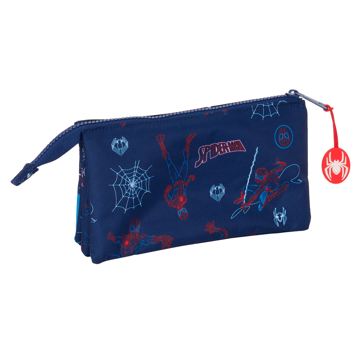 Portatodo Doble Spider-Man Neon Azul marino 22 x 12 x 3 cm