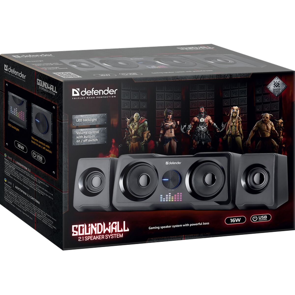 Altavoces PC Defender SOUNDWALL 2.1 65214 Negro