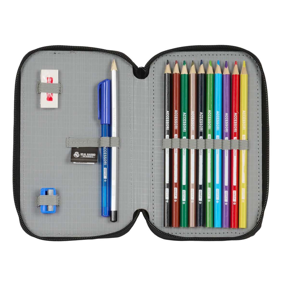 Plumier Doble Real Madrid C.F. Negro 12.5 x 19.5 x 4 cm (28 piezas)