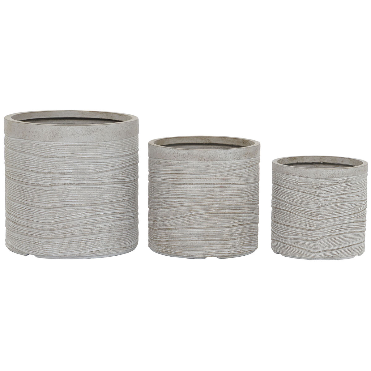 Set de Maceteros Home ESPRIT Beige Fibra de Vidrio Magnesio 44,5 x 44,5 x 44 cm (3 Unidades)