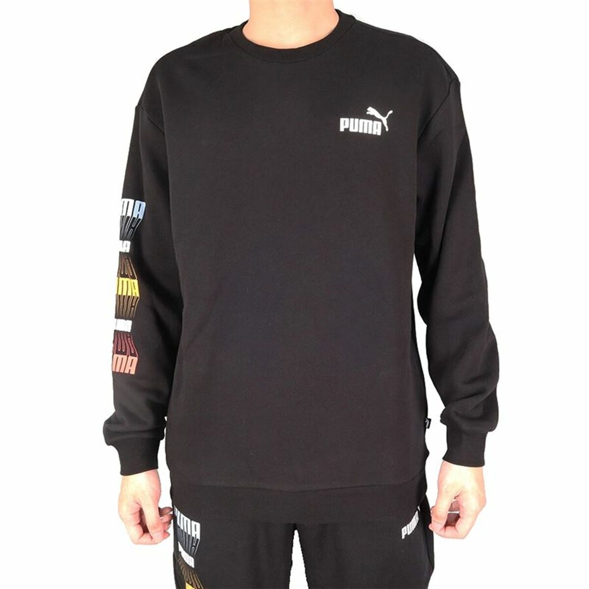 Sudadera sin Capucha Hombre Puma Repeat Graphic  Negro