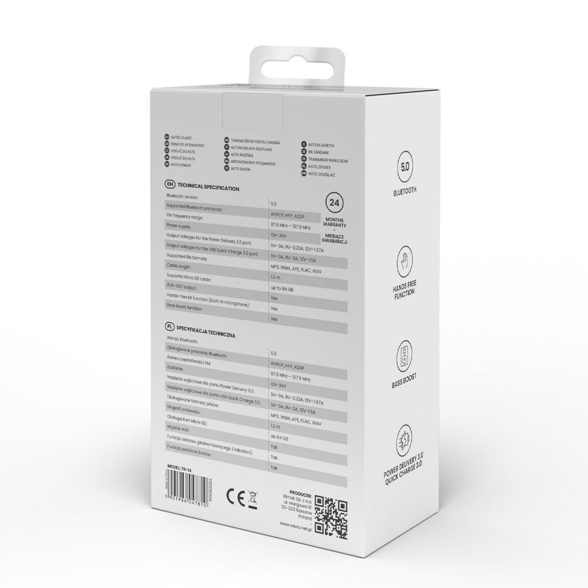 Reproductor MP3 y Transmisor FM para Coche Savio TR-14