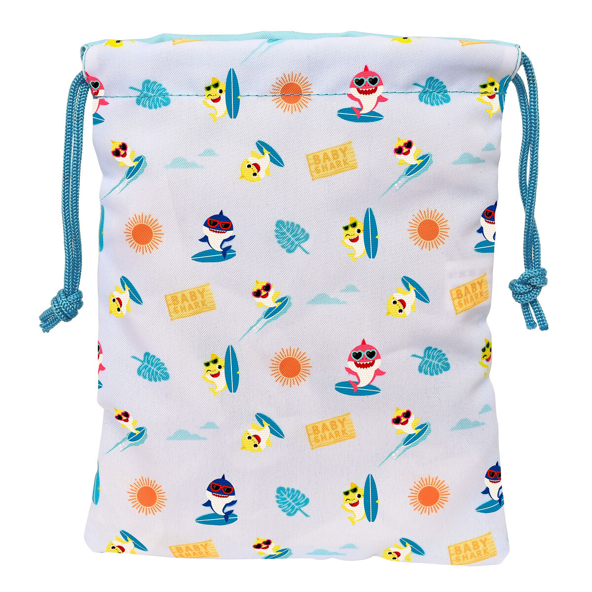 Bolsito de Merienda Baby Shark Surfing Azul Blanco PVC 20 x 25 x 1 cm Saco