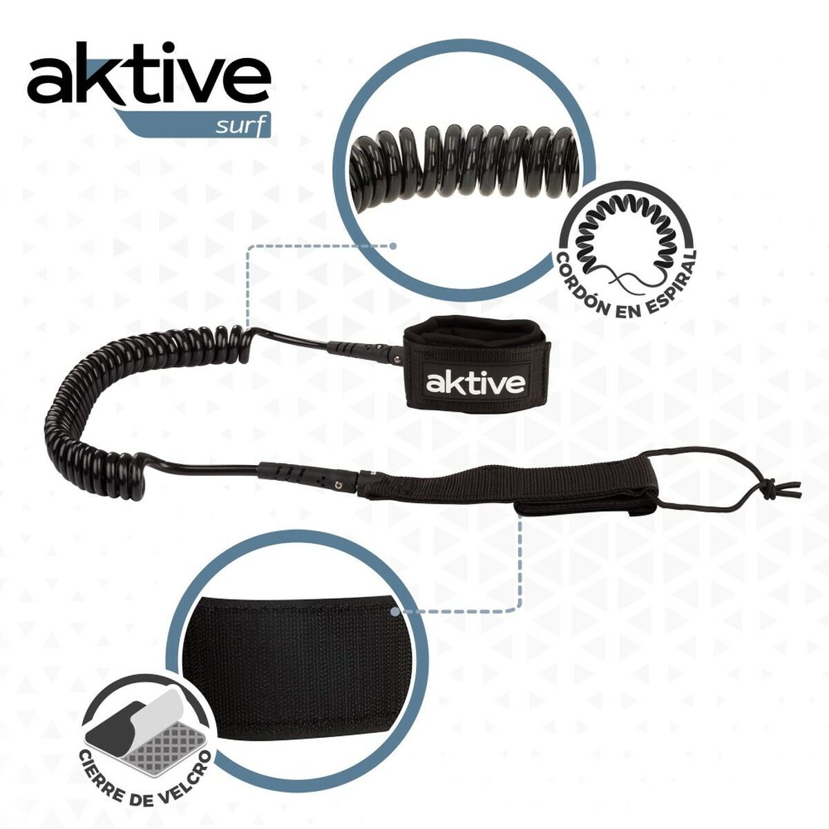 Leash Aktive Negro 20 cm Espiral Paddle Surf