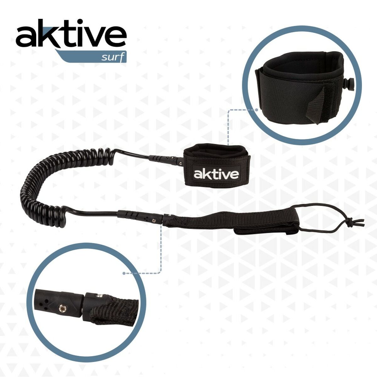Leash Aktive Negro 20 cm Espiral Paddle Surf