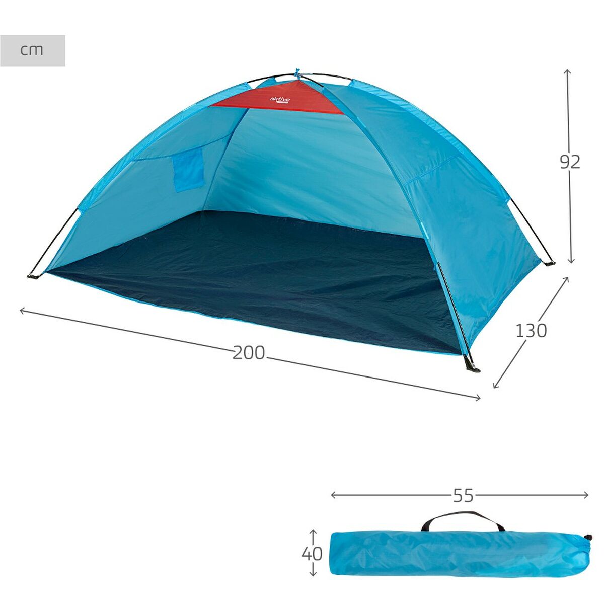 Paravientos Aktive Azul Poliéster Oxford 210D 200 x 92 x 130 cm 200 x 130 x 92 cm