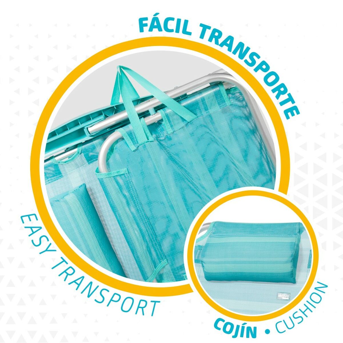 Silla de Playa Aktive Plegable Turquesa 48 x 84 x 46 cm (2 Unidades)