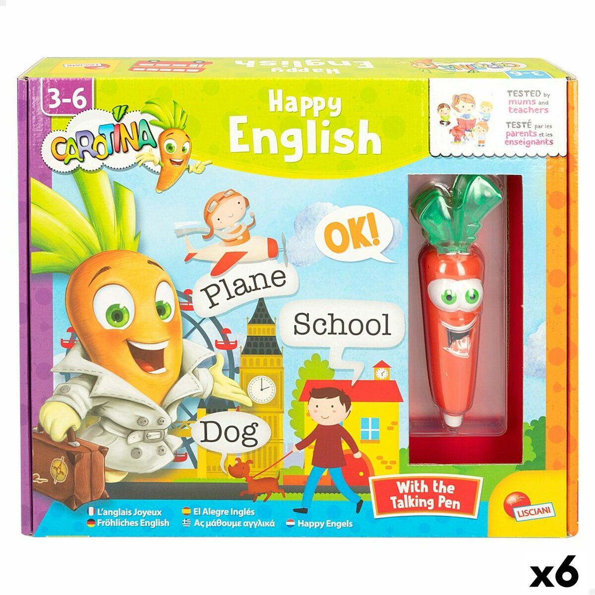 Juego Educativo Lisciani Giochi Carotina Baby Happy English 4,5 x 14,5 x 3 cm Electrónico Puzzle (6 Unidades)