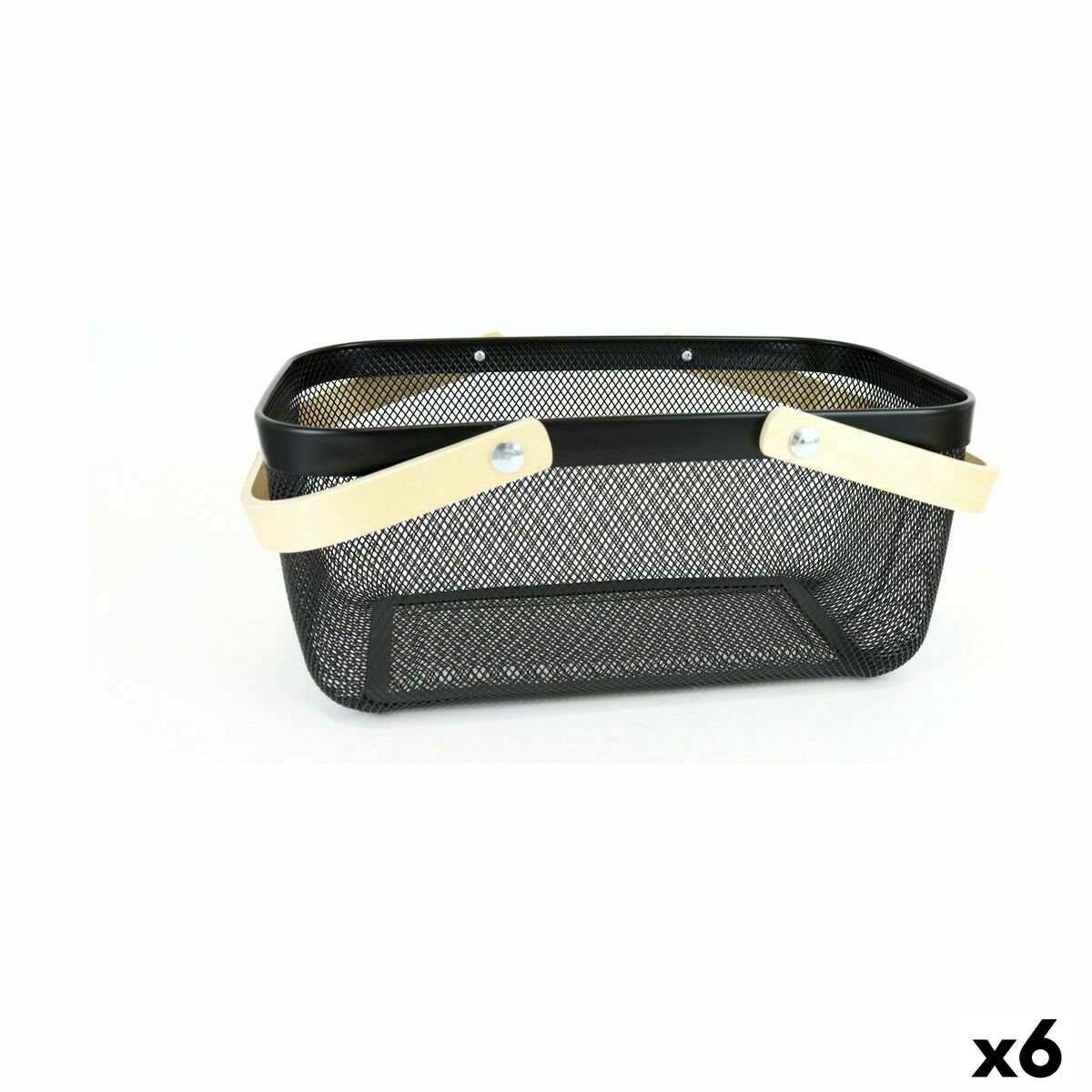 Cesta Multiusos Confortime Madera Metal 40 x 28 x 18 cm (6 Unidades)