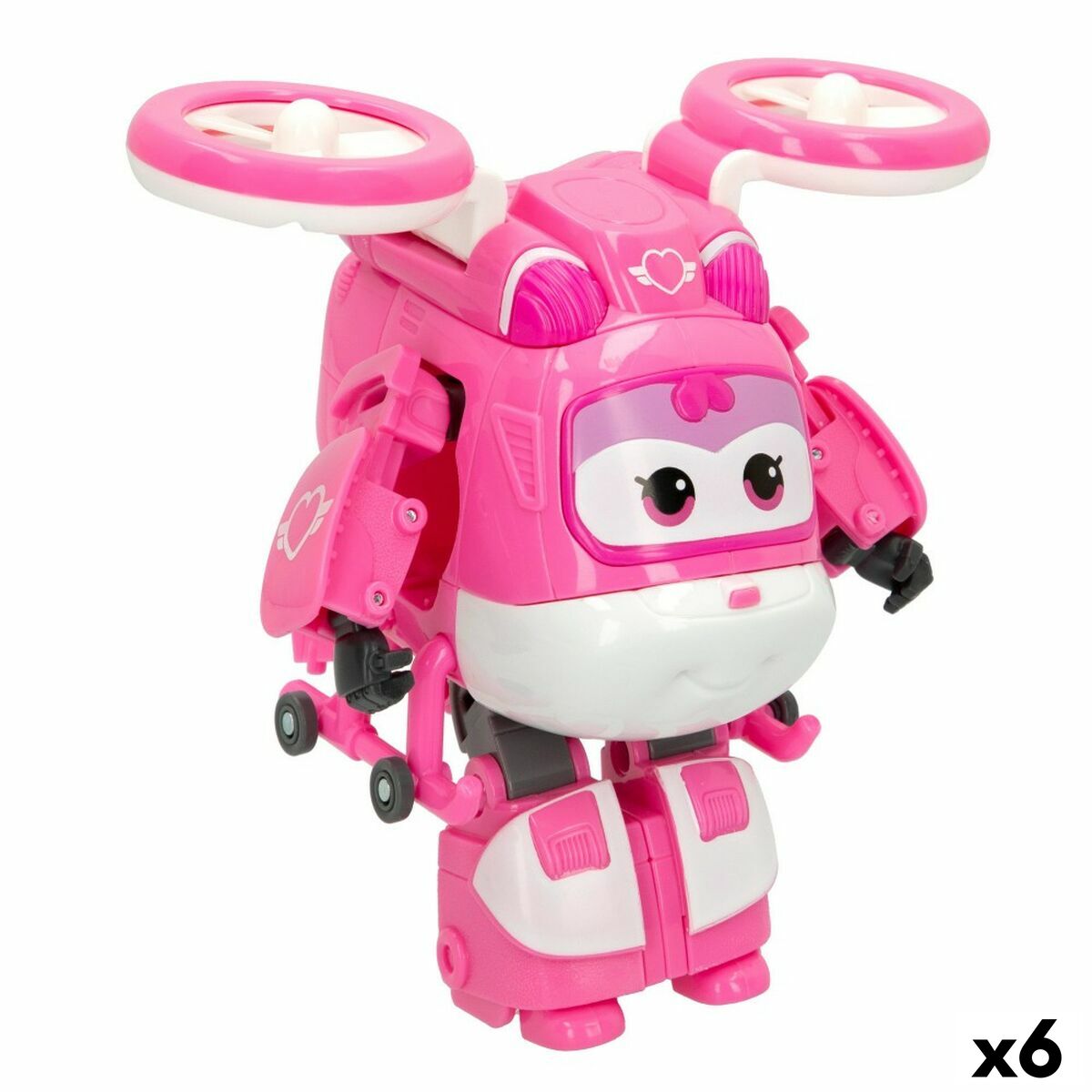 Super Robot Transformable Super Wings Dizzy Helicóptero 10,5 x 13,5 x 14,5 cm Rosa (6 Unidades)