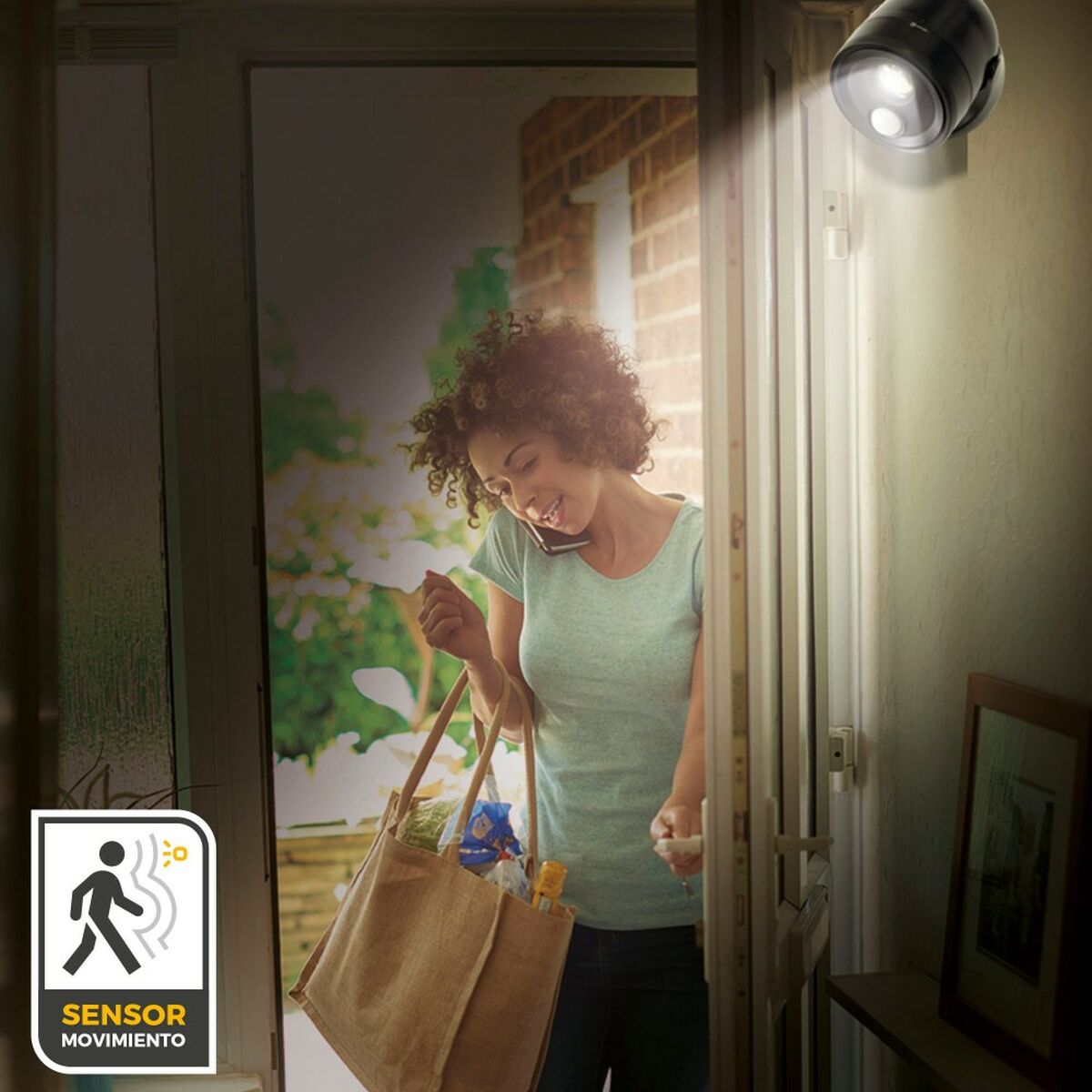 Luz LED con Sensor de Movimiento Aktive Plástico 10,5 x 12,5 x 13,5 cm (12 Unidades)