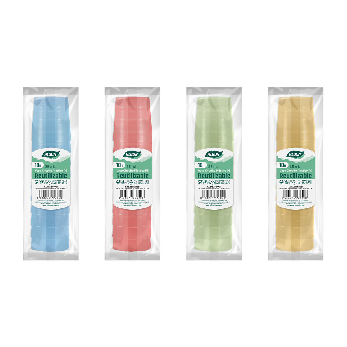 Set de Vasos de Chupito Algon Reutilizable 10 Piezas 35 ml (50 Unidades)