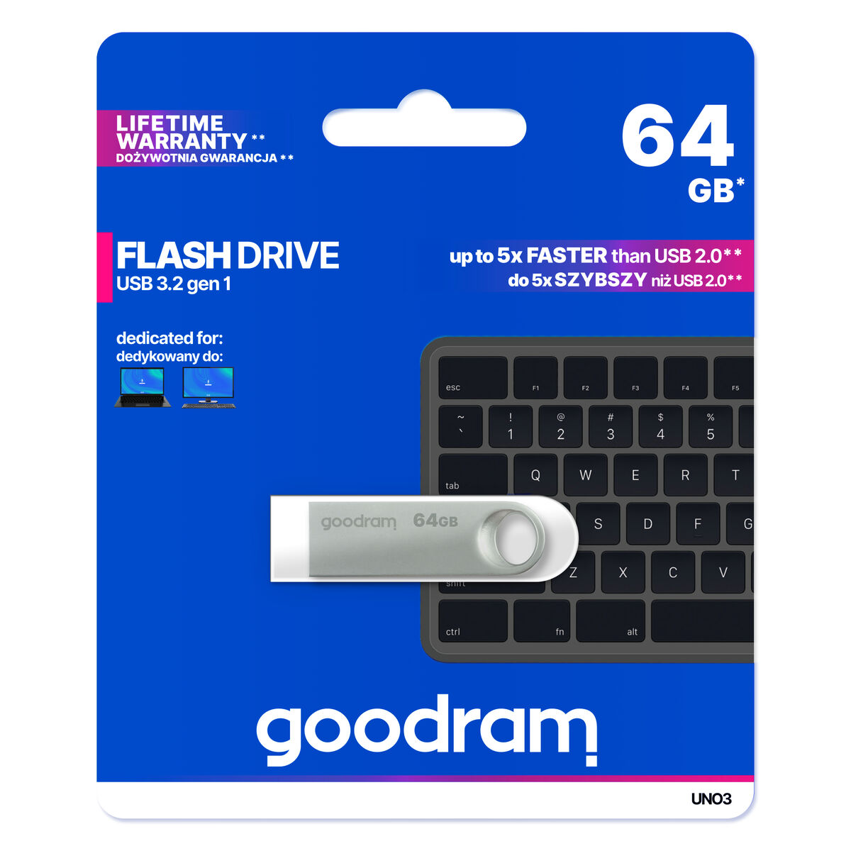 Memoria USB GoodRam UNO3-0640S0R11 Plateado 64 GB