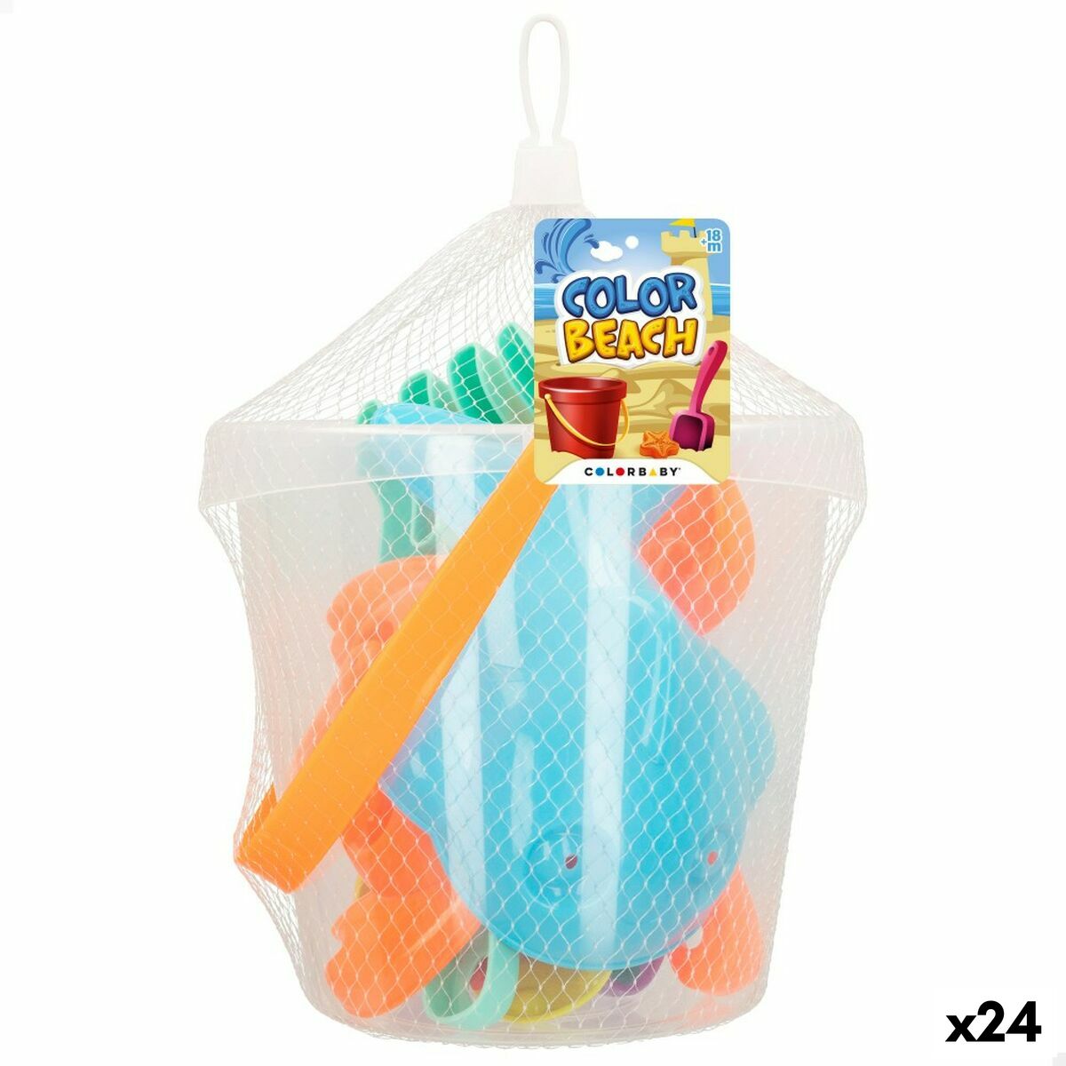 Set de Juguetes de Playa Colorbaby Ø 18 cm (24 Unidades)
