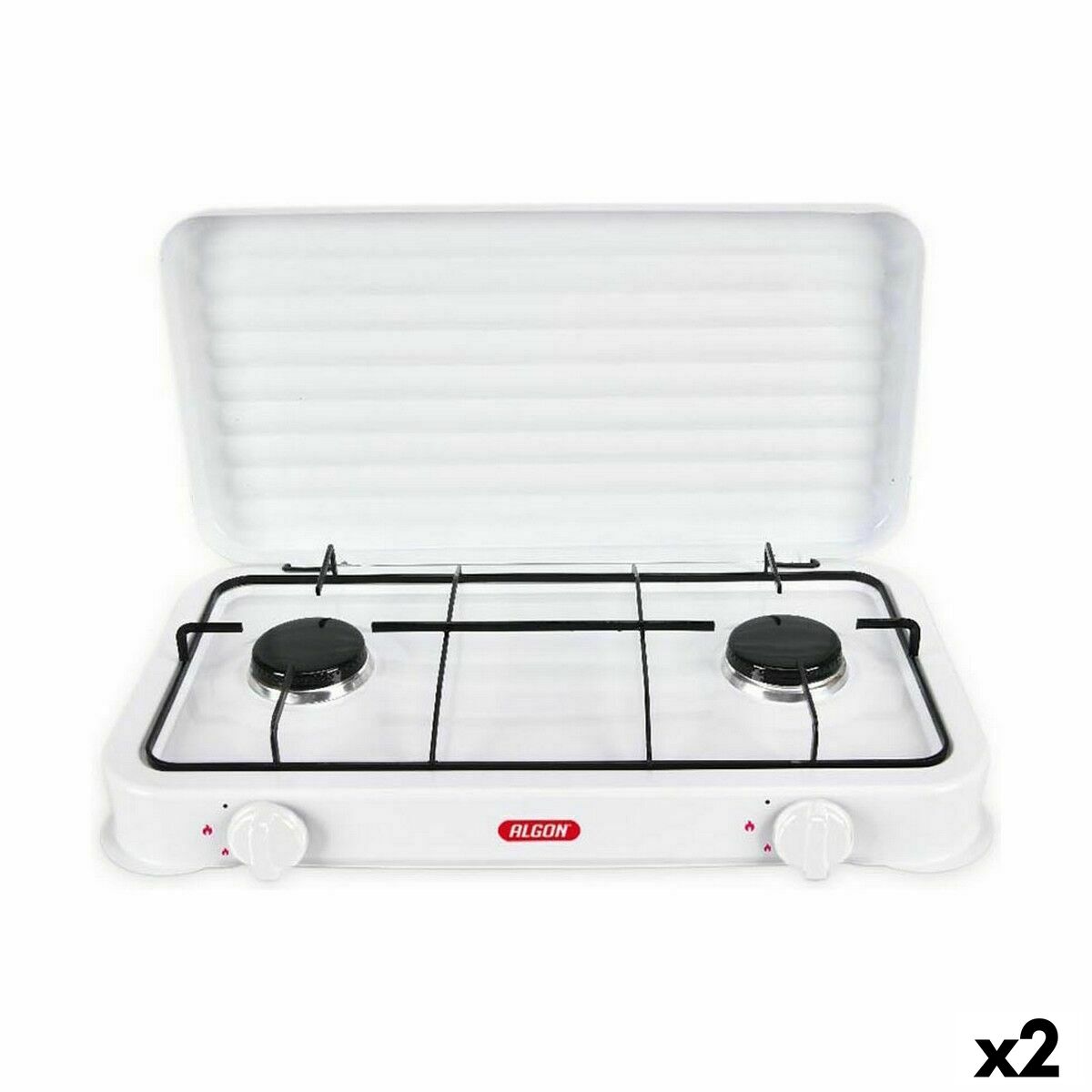 Hornillo de Gas Algon Con Tapa Blanco 4400 W 55 x 7 x 32 cm (2 Unidades)