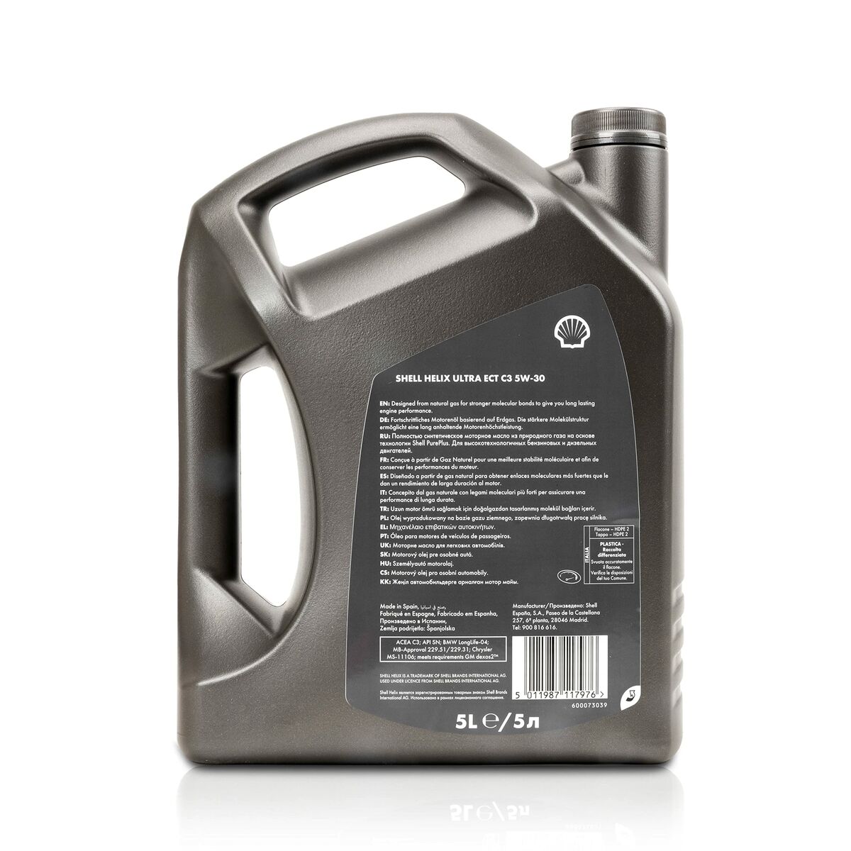 Aceite de Motor para Coche Shell Helix Ultra A10 ECT C3 5W30 C3 5 L