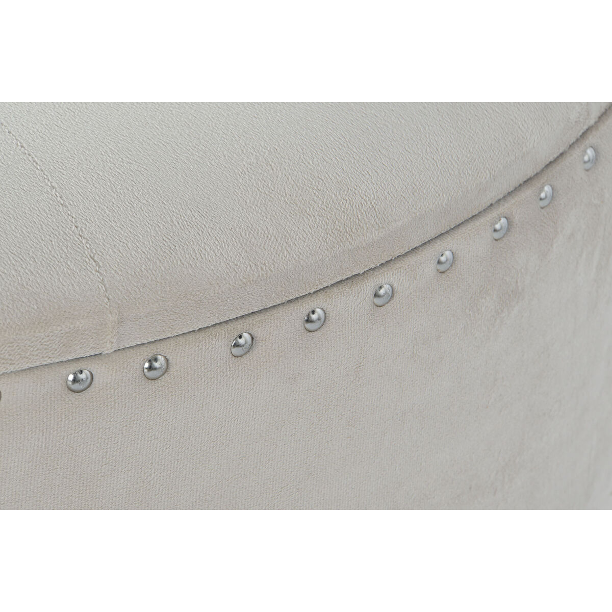 Banqueta DKD Home Decor Beige Plateado Poliéster Madera MDF 80 x 80 x 43 cm