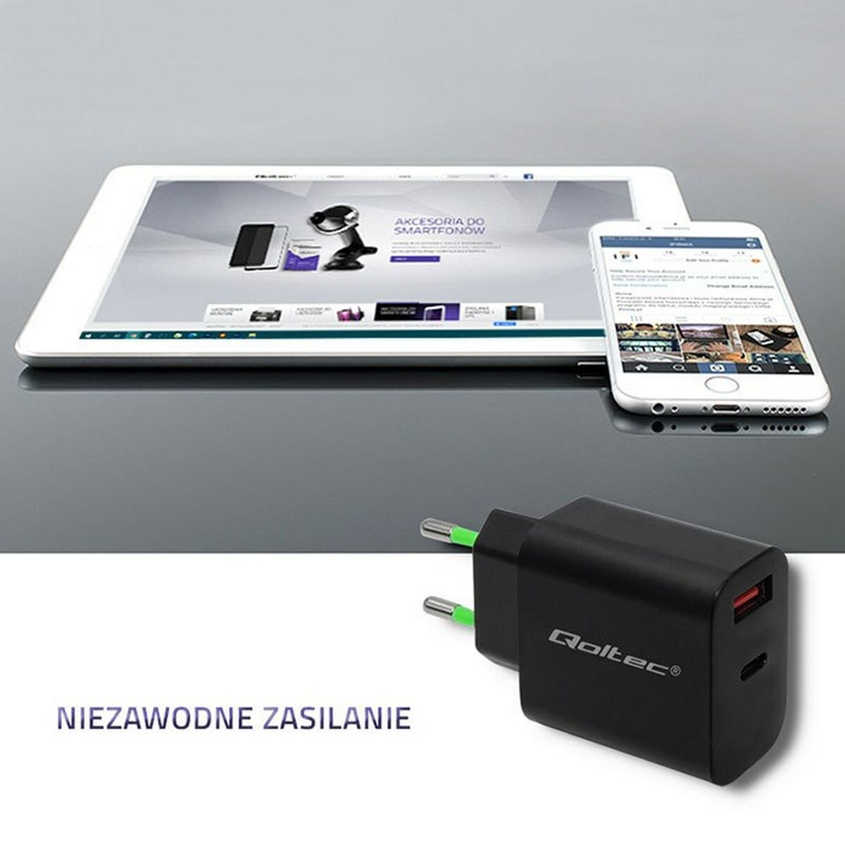 Cargador de Pared Qoltec 51713 Negro 18 W