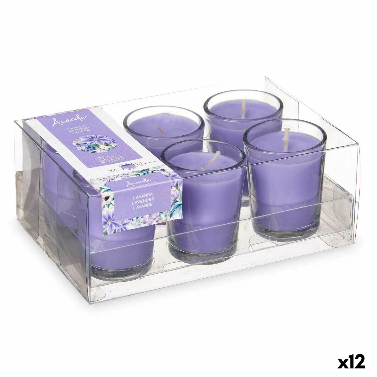 Set de Velas Perfumadas Acorde Lavanda Vaso (12 Unidades)