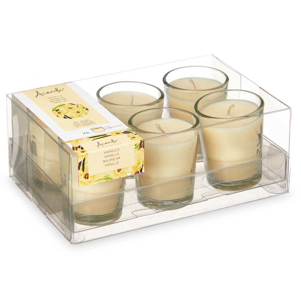 Set de Velas Perfumadas Acorde Vainilla Vaso (12 Unidades)