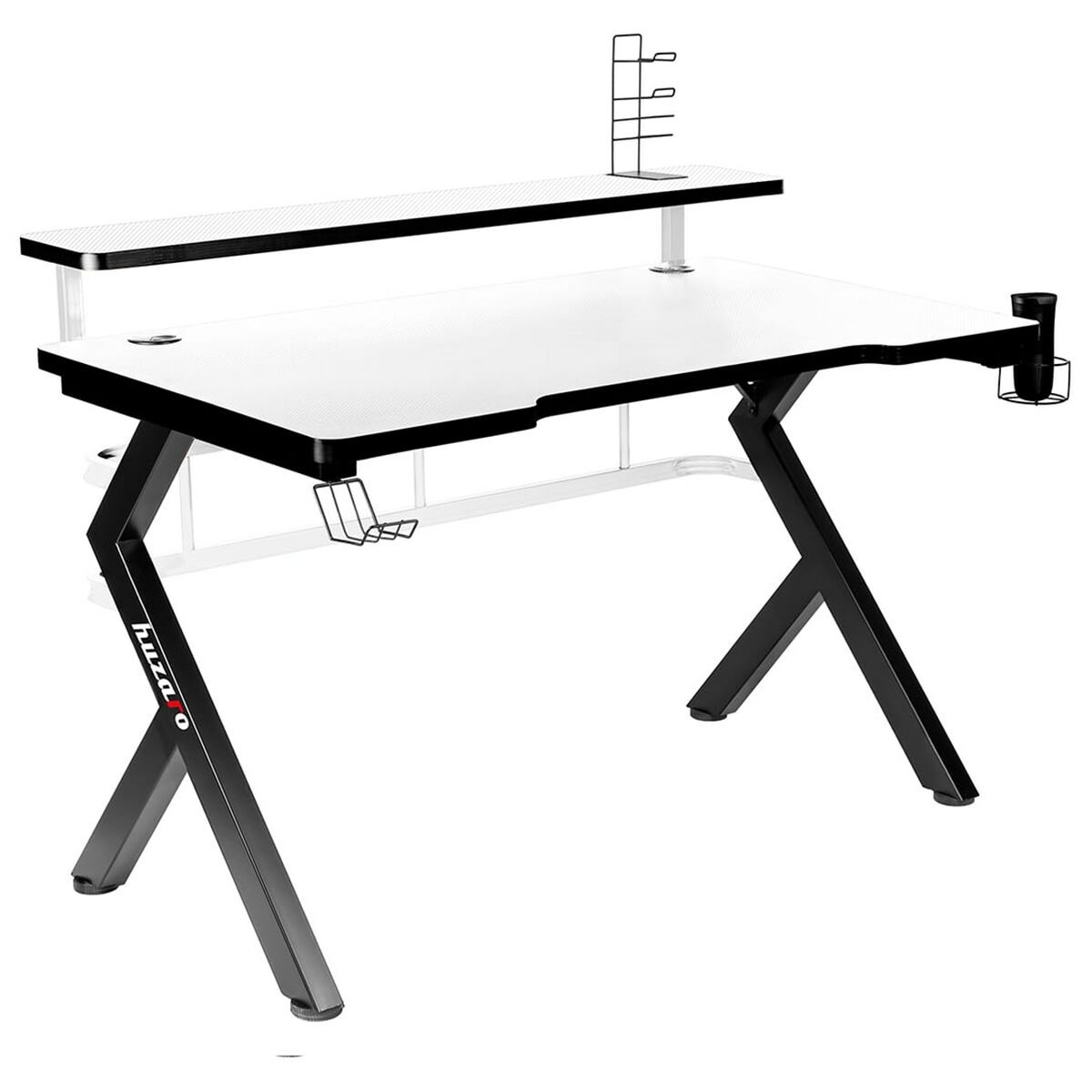 Mesa de Escritorio Gaming Huzaro HZ-Hero 5.0 White Blanco Negro Fibra de carbono 120 x 60 cm