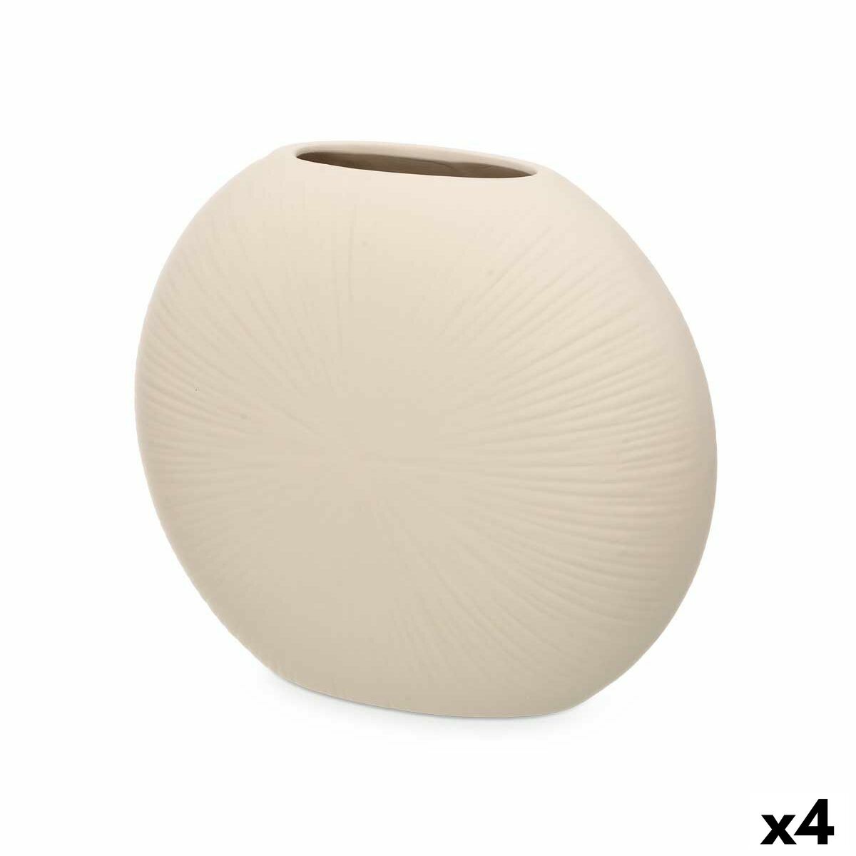 Jarrón Gift Decor Beige Cerámica Circular 29 x 26 x 11 cm (4 Unidades)