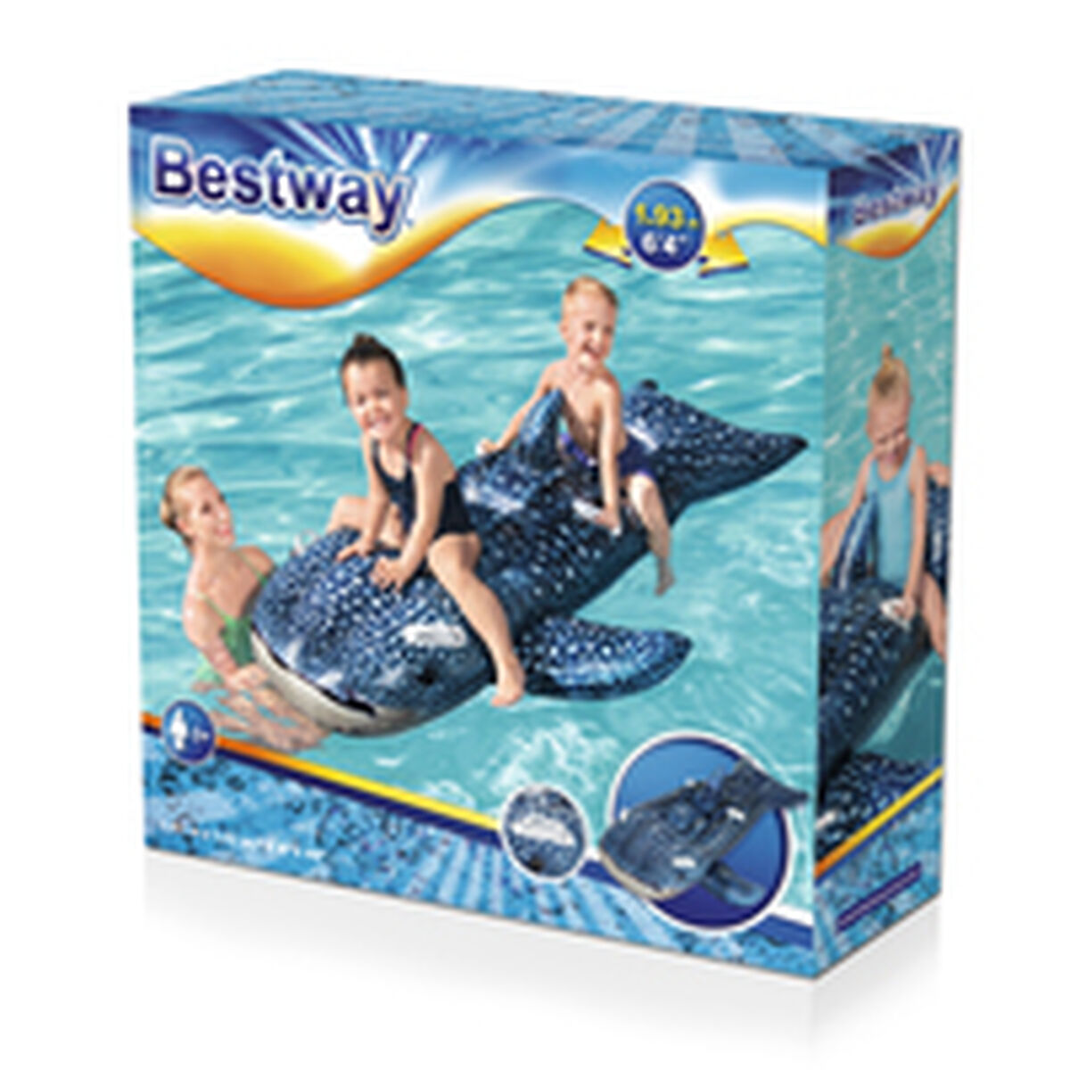 Bestway Figura Hinchable Tiburon Ballena con Asas 193x122 cm +3 Años Playa y Piscina 41482