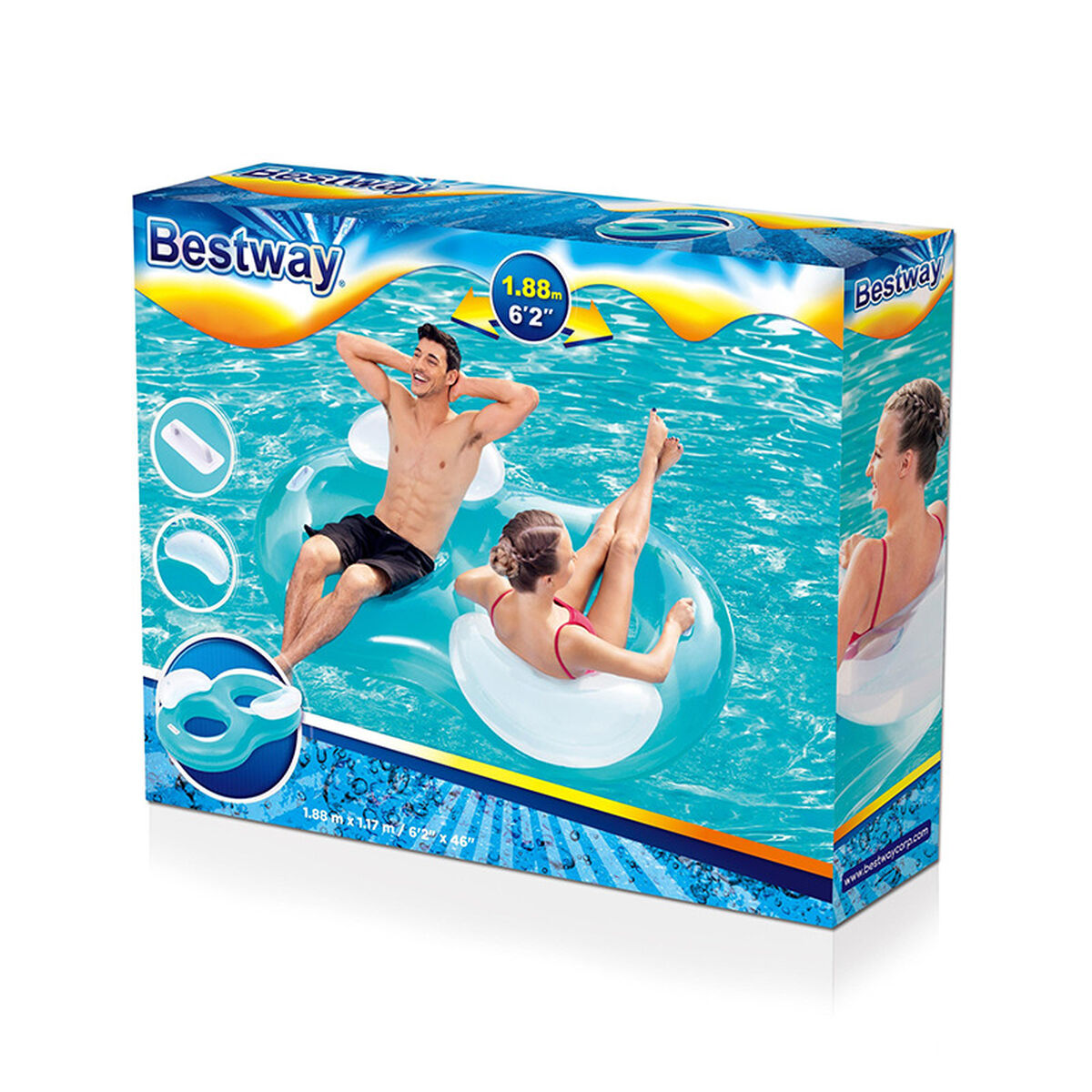 Bestway Rueda Doble Hinchable con Almohada 188x117 cm Playa y Piscina 43009