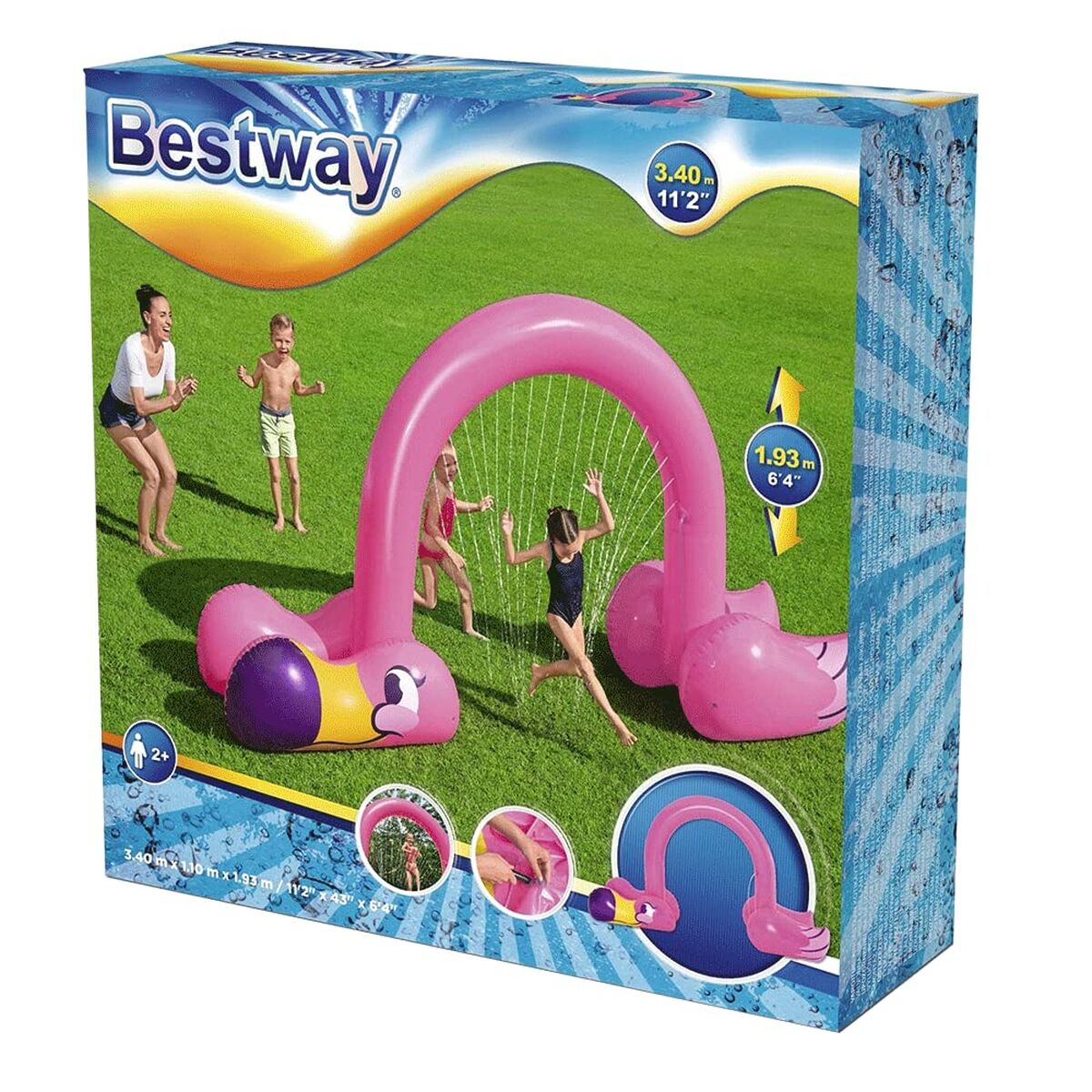 Bestway Aspersor Jumbo Flamenco 340x110x193 cm +2 Años Jardin 52382
