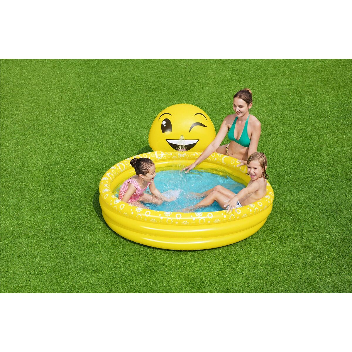 Bestway Piscina Hinchable Infantil Chorro Sonrisa 165x144x69 cm +2 Años Jardin 53081