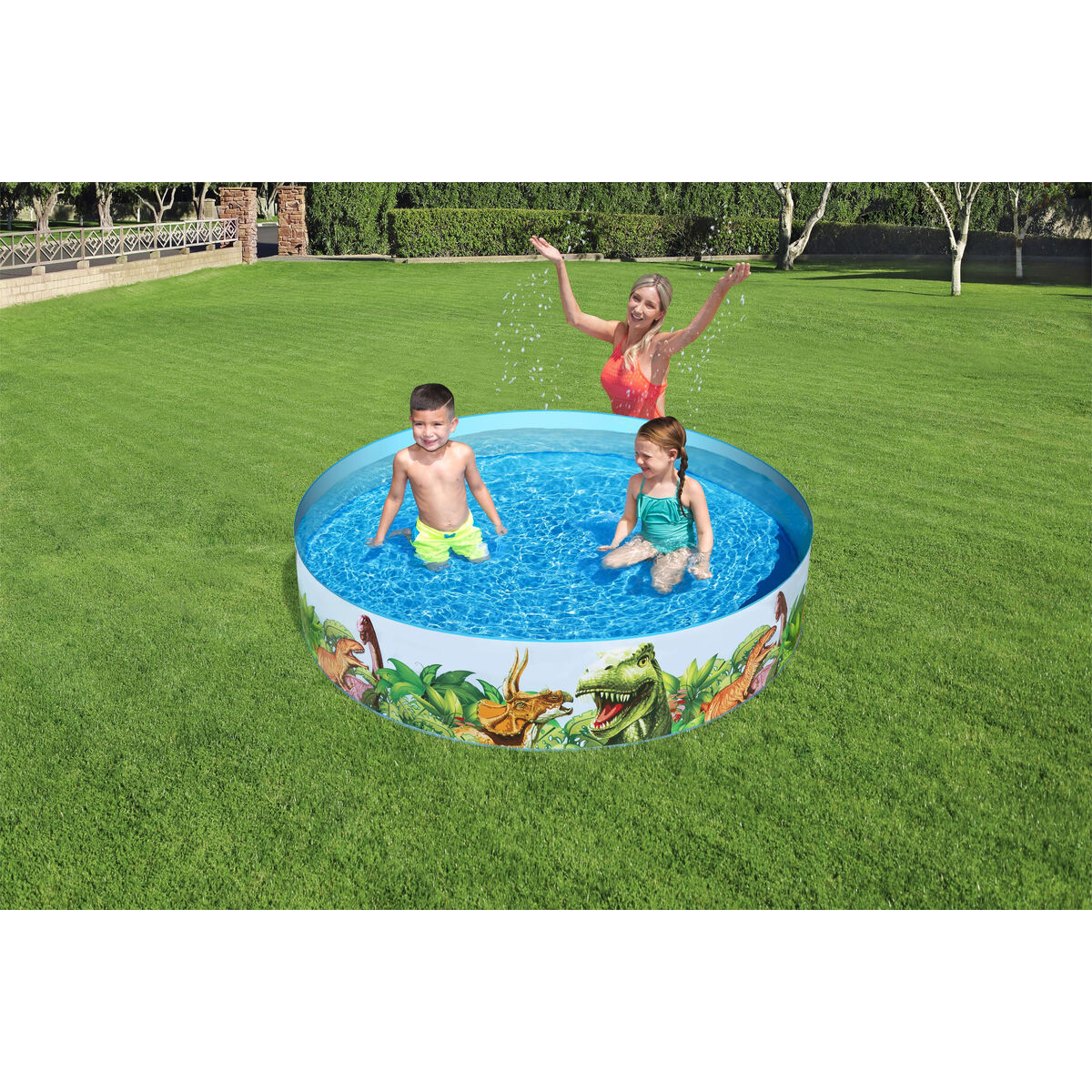 Bestway Piscina Rigida Infantil PVC Dinosaurios 244x46 cm +3 Años Jardin 55001