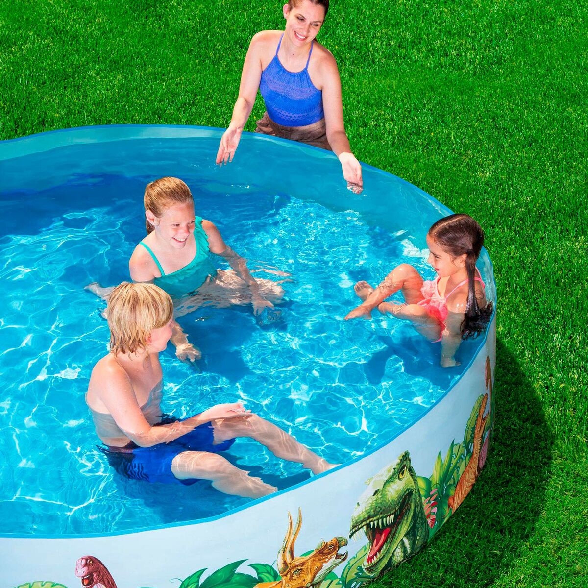 Bestway Piscina Rigida Infantil PVC Dinosaurios 244x46 cm +3 Años Jardin 55001