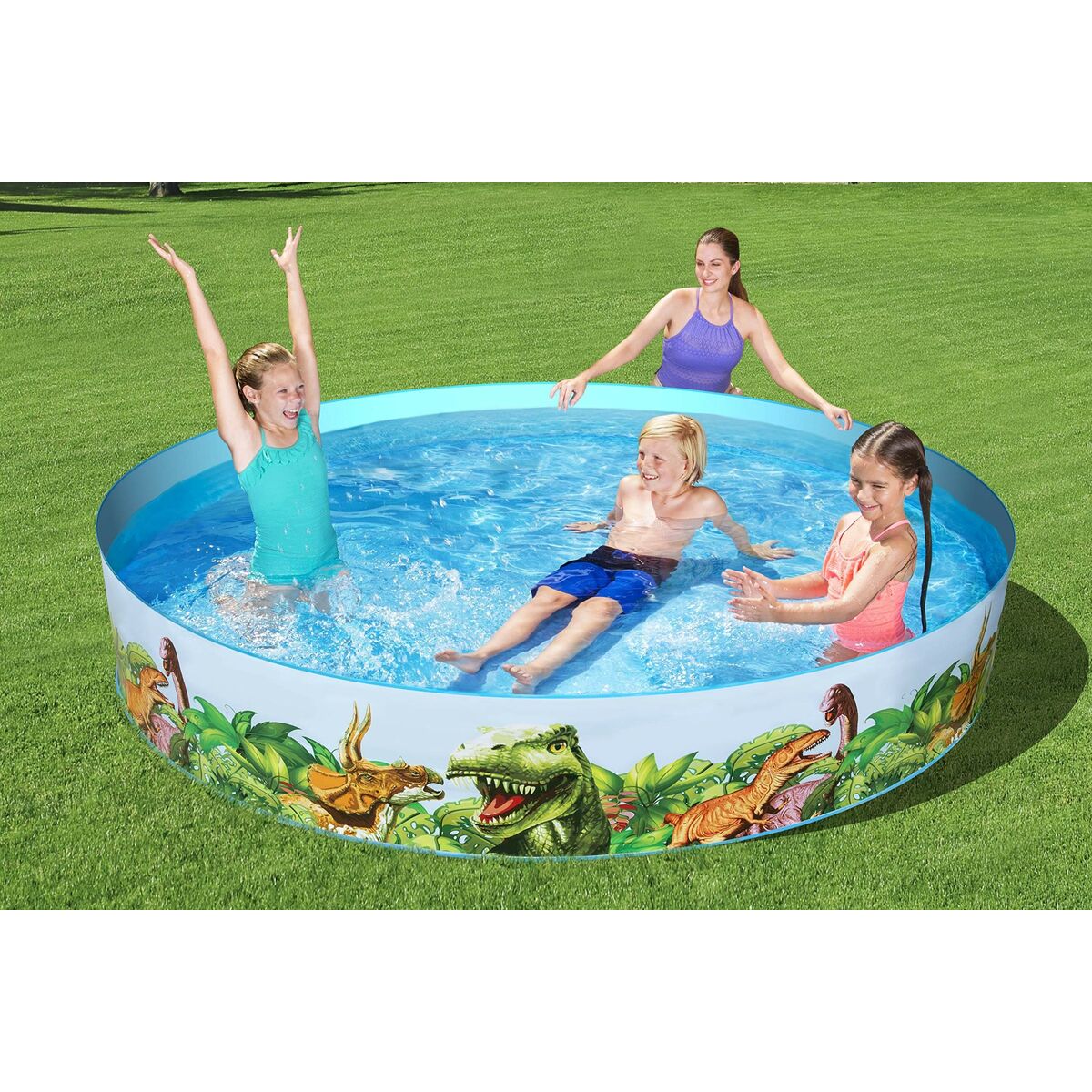 Bestway Piscina Rigida Infantil PVC Dinosaurios 244x46 cm +3 Años Jardin 55001