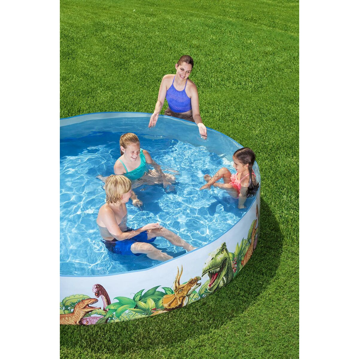 Bestway Piscina Rigida Infantil PVC Dinosaurios 244x46 cm +3 Años Jardin 55001