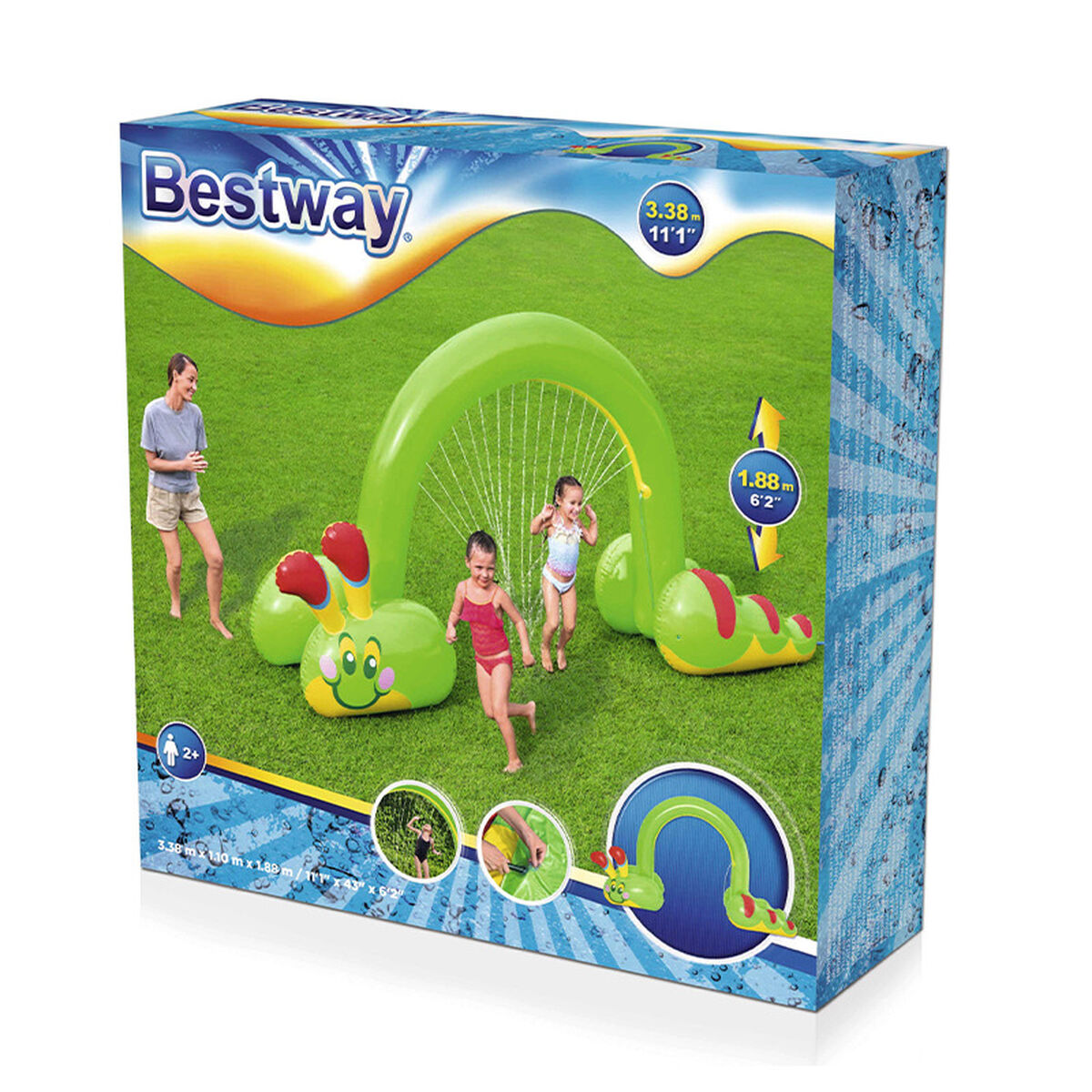 Bestway Aspersor Hinchable Jumbo Gusano 338x110x188 cm +2 Años Jardin 52398