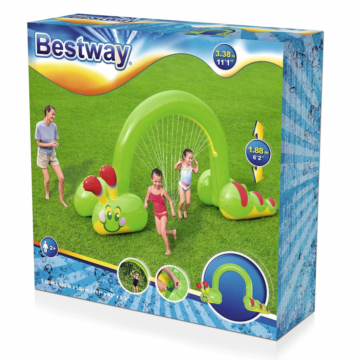 Bestway Aspersor Hinchable Jumbo Gusano 338x110x188 cm +2 Años Jardin 52398