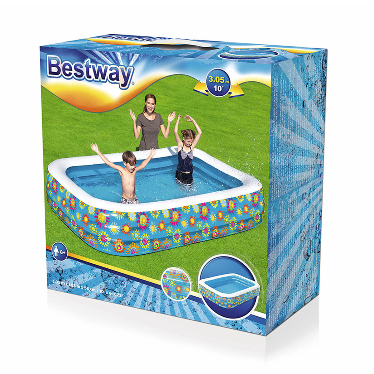 Bestway Piscina Hinchable 3 Camaras Floral 305x183x56 cm +6 Años Jardin 54121