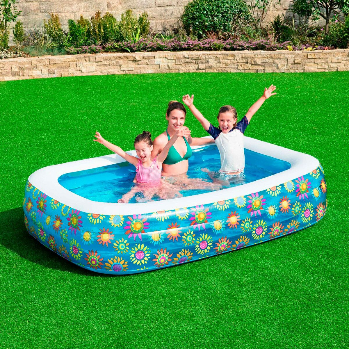 Bestway Piscina Hinchable 3 Camaras Floral 305x183x56 cm +6 Años Jardin 54121