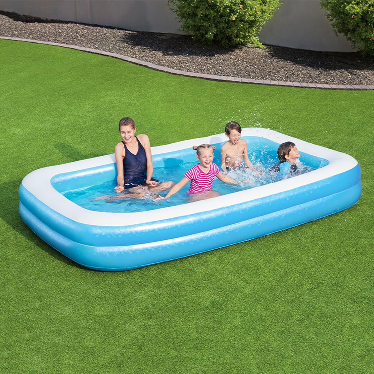 Bestway Piscina Hinchable 2 Camaras Rectangular 305x183x46 cm +3 Años Jardin 54150