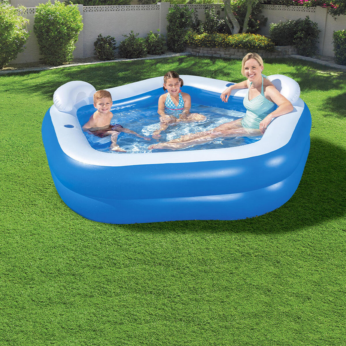 Bestway Piscina Hinchable 2 Camaras Family 213x206x69 cm +6 Años Jardin 54153