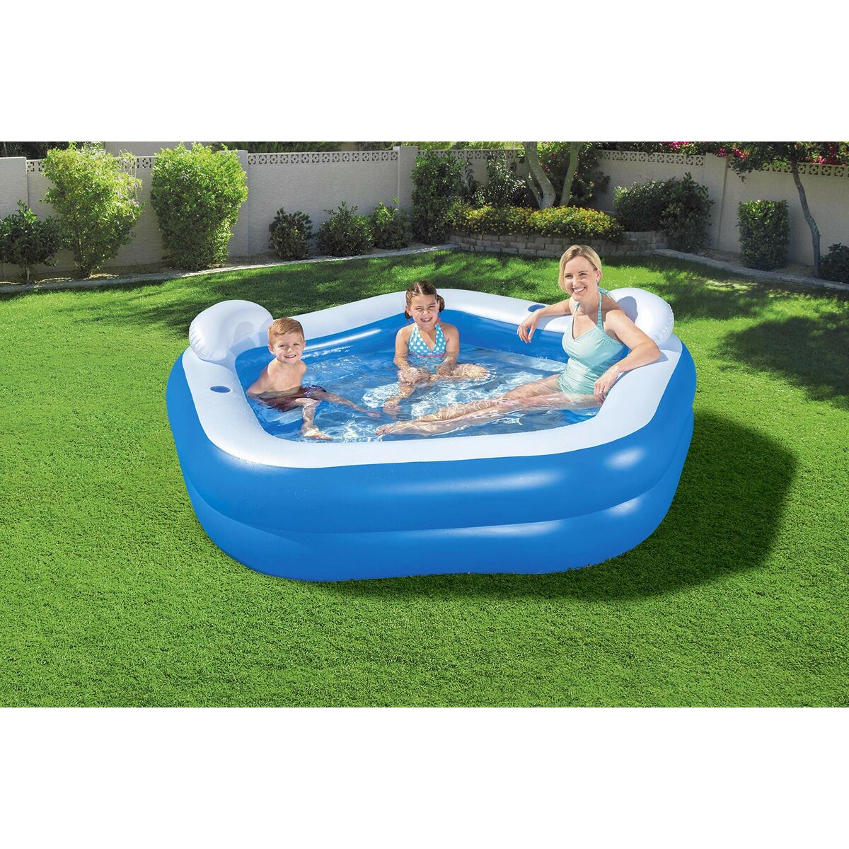 Bestway Piscina Hinchable 2 Camaras Family 213x206x69 cm +6 Años Jardin 54153