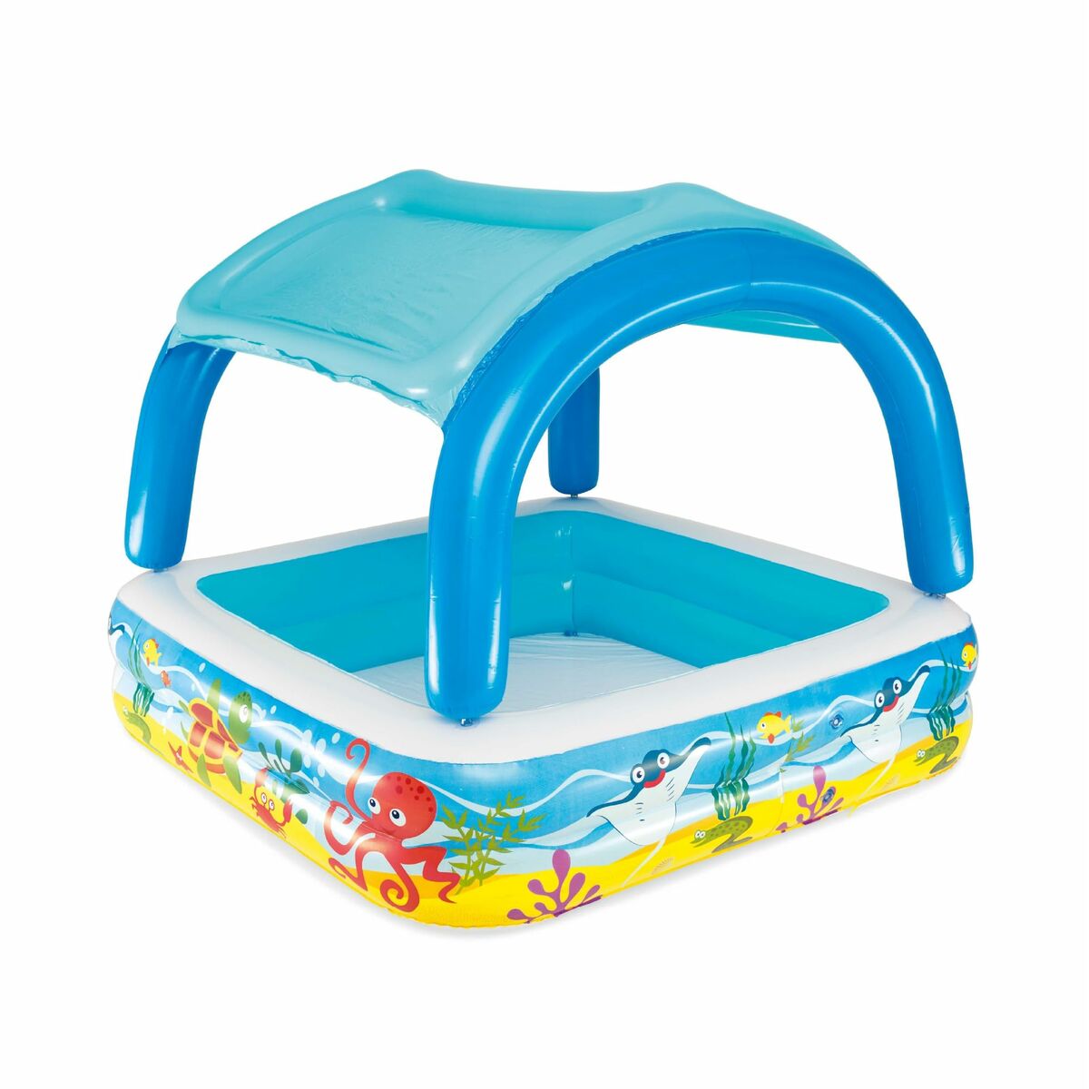 Bestway Piscina Hinchable Infantil Techo Desmontable 140x140x114 cm +2 Años Jardin 52192