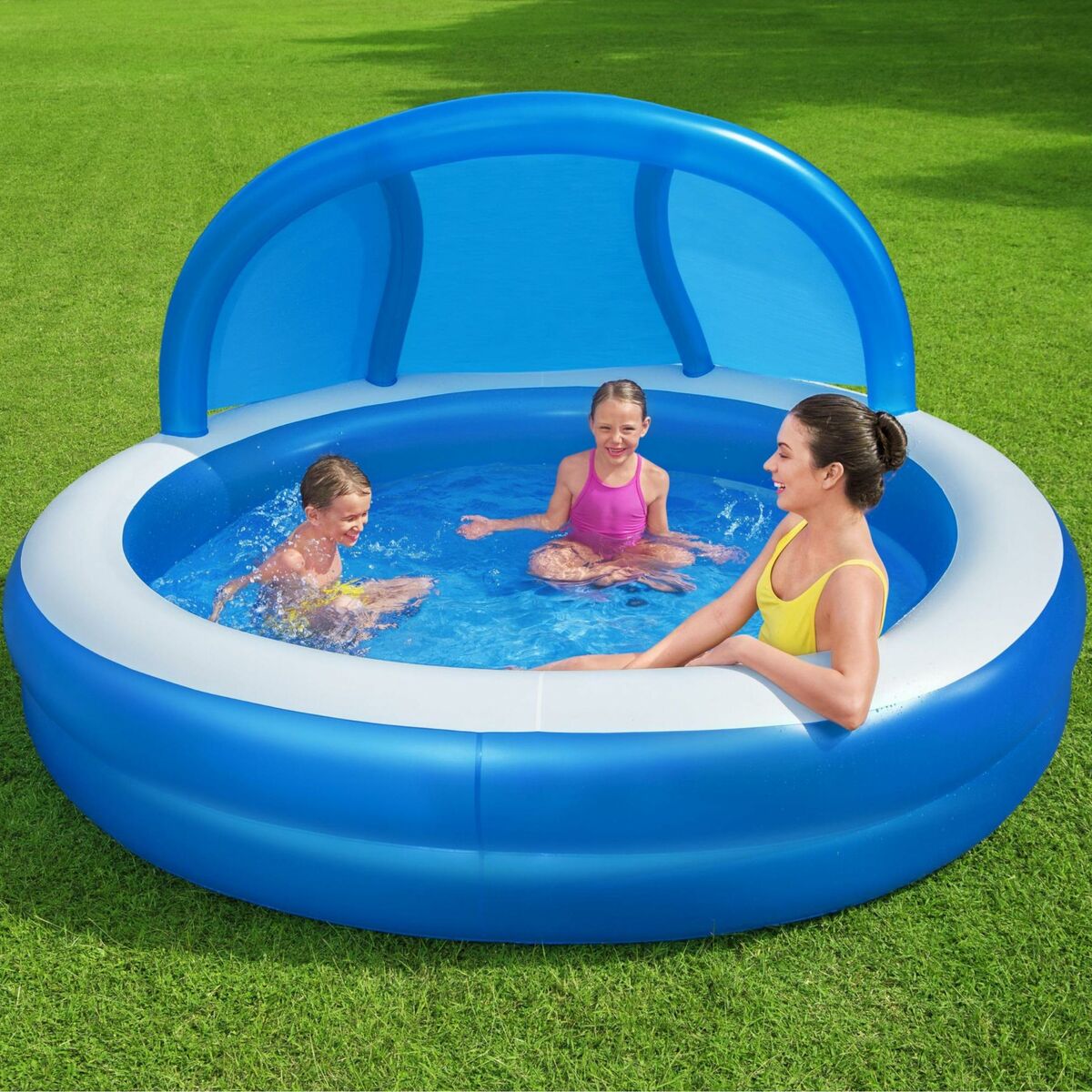 Bestway Piscina Hinchable 2 Camaras Parasol 241x241x140 cm +6 Años Jardin 54337