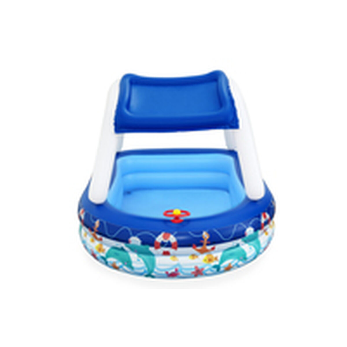 Bestway Piscina Hinchable Infantil Techo Desmontable Barco con Volante 213x155x132 cm +3 Años Jardin 54370