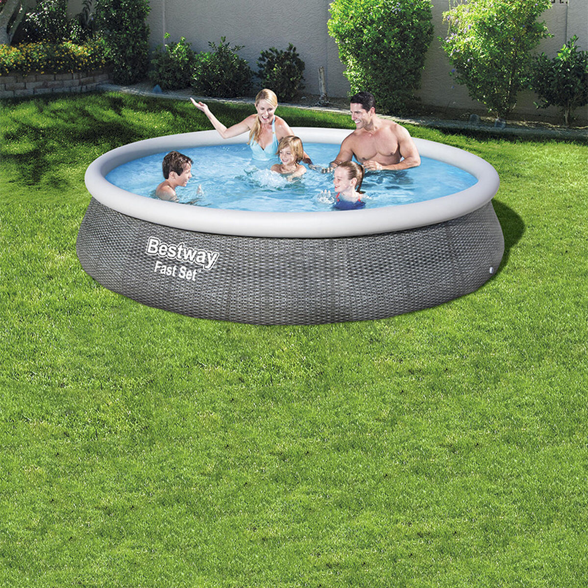 Bestway Piscina Hinchable Adulto Aro Ratan con Depurador 396x84 cm Jardin 57376