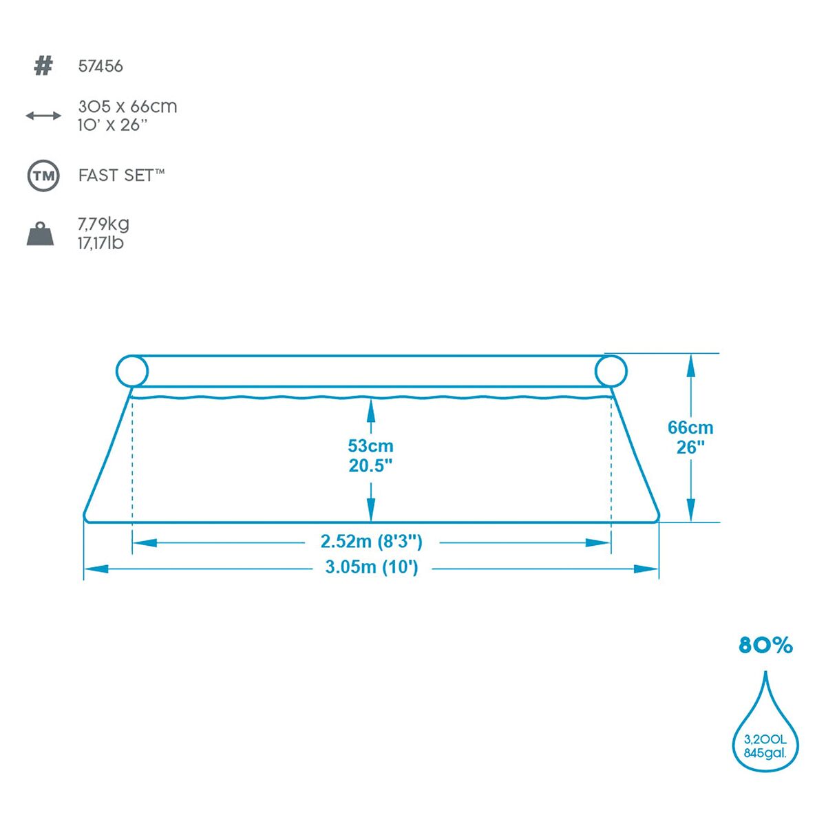 Bestway Piscina Hinchable Adulto Aro 305x66 cm Jardin 57456
