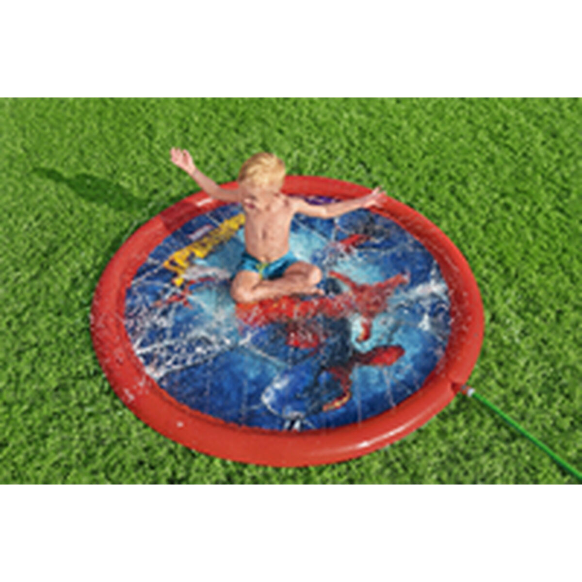 Bestway Piscina Hinchable con Aspersor Spiderman D165 cm +2 Años Jardin 98792